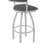 30-Inch Steel Swivel Bar Stool with Anodized Nickel Finish, Graph Coal 2.5-Inch Cushion Seat, Low Curved Padded Back, and Single-Ring Base