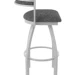 30-Inch Steel Swivel Bar Stool with Anodized Nickel Finish, Graph Coal 2.5-Inch Cushion Seat, Low Curved Padded Back, and Single-Ring Base