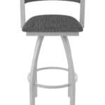 30-Inch Steel Swivel Bar Stool with Anodized Nickel Finish, Graph Coal 2.5-Inch Cushion Seat, Low Curved Padded Back, and Single-Ring Base