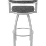 30-Inch Steel Swivel Bar Stool with Anodized Nickel Finish, Graph Coal 2.5-Inch Cushion Seat, Low Curved Padded Back, and Single-Ring Base