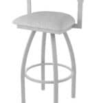 30-Inch Steel Swivel Bar Stool with Anodized Nickel Finish, Graph Alpine 2.5-Inch Cushion Seat, Low Curved Padded Back, and Single-Ring Base