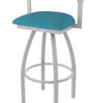 25-Inch Steel Swivel Counter Stool with Anodized Nickel Finish, Graph Tidal 2.5-Inch Cushion Seat, Low Curved Padded Back, and Single-Ring Base