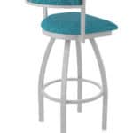 25-Inch Steel Swivel Counter Stool with Anodized Nickel Finish, Graph Tidal 2.5-Inch Cushion Seat, Low Curved Padded Back, and Single-Ring Base