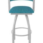 25-Inch Steel Swivel Counter Stool with Anodized Nickel Finish, Graph Tidal 2.5-Inch Cushion Seat, Low Curved Padded Back, and Single-Ring Base