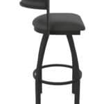 30-Inch Steel Swivel Bar Stool with Black Wrinkle Finish, Canter Iron 2.5-Inch Cushion Seat, Low Curved Padded Back, and Single-Ring Base