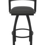 30-Inch Steel Swivel Bar Stool with Black Wrinkle Finish, Canter Iron 2.5-Inch Cushion Seat, Low Curved Padded Back, and Single-Ring Base