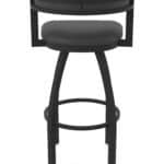 30-Inch Steel Swivel Bar Stool with Black Wrinkle Finish, Canter Iron 2.5-Inch Cushion Seat, Low Curved Padded Back, and Single-Ring Base