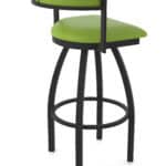 30-Inch Steel Swivel Bar Stool with Black Wrinkle Finish, Canter Kiwi Green 2.5-Inch Cushion Seat, Low Curved Padded Back, and Single-Ring Base