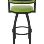 30-Inch Steel Swivel Bar Stool with Black Wrinkle Finish, Canter Kiwi Green 2.5-Inch Cushion Seat, Low Curved Padded Back, and Single-Ring Base