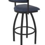 36-Inch Steel Swivel Bar Stool with Black Wrinkle Finish, Graph Anchor 2.5-Inch Cushion Seat, Low Curved Padded Back, and Single-Ring Base
