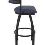 36-Inch Steel Swivel Bar Stool with Black Wrinkle Finish, Graph Anchor 2.5-Inch Cushion Seat, Low Curved Padded Back, and Single-Ring Base