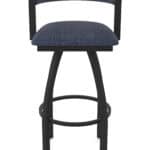 36-Inch Steel Swivel Bar Stool with Black Wrinkle Finish, Graph Anchor 2.5-Inch Cushion Seat, Low Curved Padded Back, and Single-Ring Base