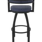 36-Inch Steel Swivel Bar Stool with Black Wrinkle Finish, Graph Anchor 2.5-Inch Cushion Seat, Low Curved Padded Back, and Single-Ring Base