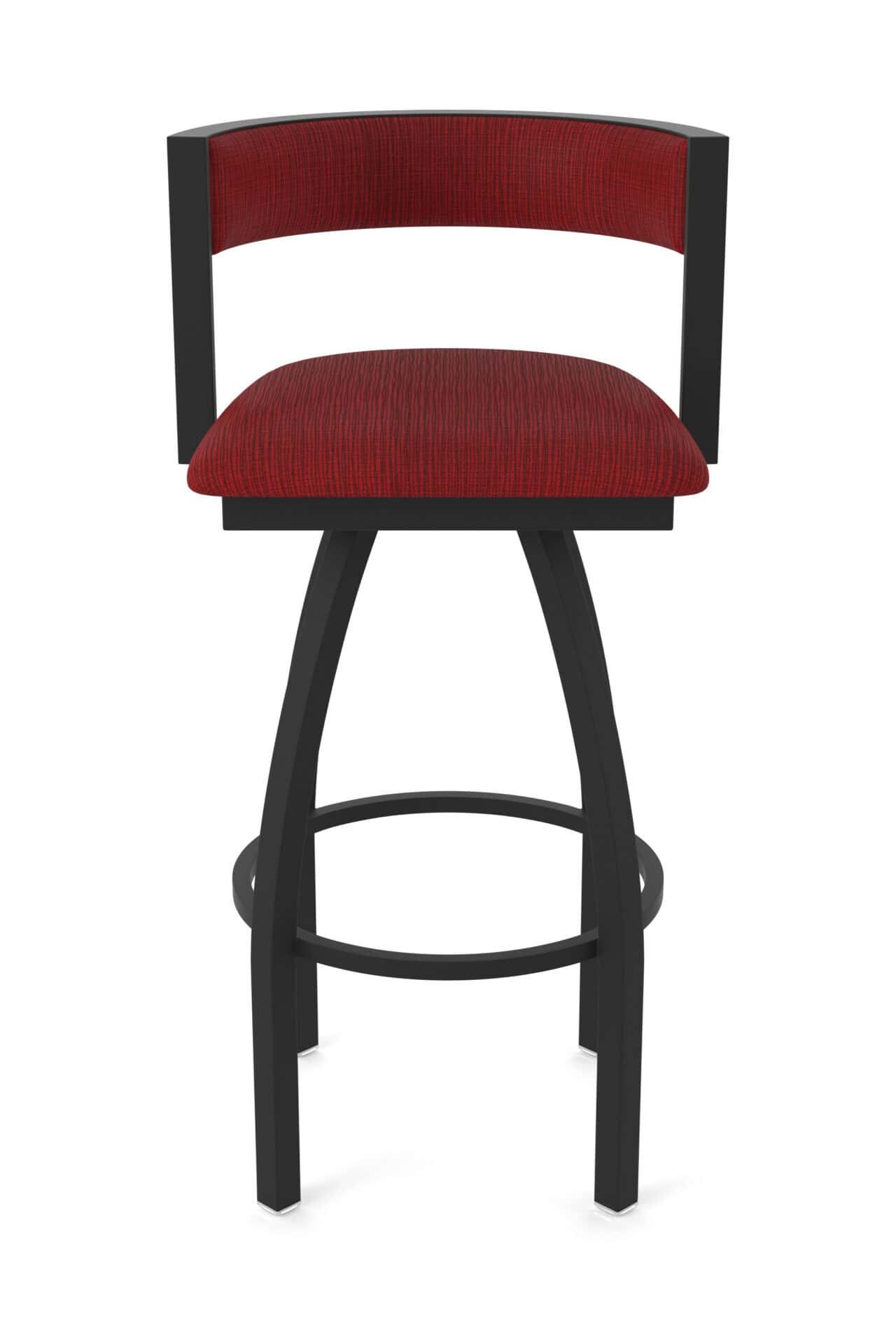 36-Inch Steel Swivel Bar Stool with Black Wrinkle Finish, Graph Ruby 2.5-Inch Cushion Seat, Low Curved Padded Back, and Single-Ring Base 5 36-Inch Steel Swivel Bar Stool with Black Wrinkle Finish, Graph Ruby 2.5-Inch Cushion Seat, Low Curved Padded Back, and Single-Ring Base - Image 5