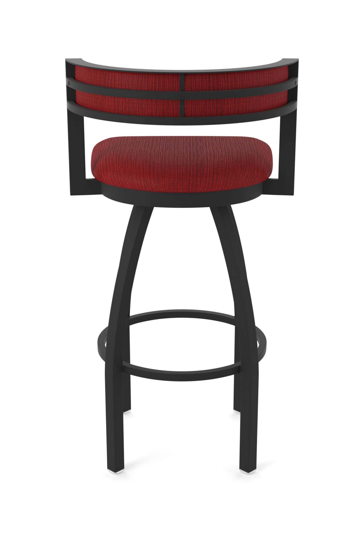 36-Inch Steel Swivel Bar Stool with Black Wrinkle Finish, Graph Ruby 2.5-Inch Cushion Seat, Low Curved Padded Back, and Single-Ring Base 6 36-Inch Steel Swivel Bar Stool with Black Wrinkle Finish, Graph Ruby 2.5-Inch Cushion Seat, Low Curved Padded Back, and Single-Ring Base - Image 6