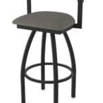 36-Inch Steel Swivel Bar Stool with Black Wrinkle Finish, Graph Chalice 2.5-Inch Cushion Seat, Low Curved Padded Back, and Single-Ring Base