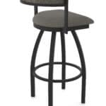 36-Inch Steel Swivel Bar Stool with Black Wrinkle Finish, Graph Chalice 2.5-Inch Cushion Seat, Low Curved Padded Back, and Single-Ring Base
