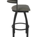 36-Inch Steel Swivel Bar Stool with Black Wrinkle Finish, Graph Chalice 2.5-Inch Cushion Seat, Low Curved Padded Back, and Single-Ring Base