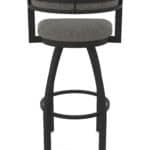 36-Inch Steel Swivel Bar Stool with Black Wrinkle Finish, Graph Chalice 2.5-Inch Cushion Seat, Low Curved Padded Back, and Single-Ring Base