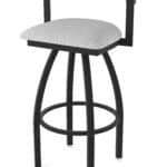 30-Inch Steel Swivel Bar Stool with Black Wrinkle Finish, Graph Alpine 2.5-Inch Cushion Seat, Low Curved Padded Back, and Single-Ring Base