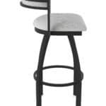 30-Inch Steel Swivel Bar Stool with Black Wrinkle Finish, Graph Alpine 2.5-Inch Cushion Seat, Low Curved Padded Back, and Single-Ring Base