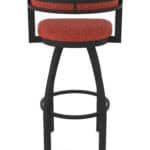 30-Inch Steel Swivel Bar Stool with Black Wrinkle Finish, Graph Poppy 2.5-Inch Cushion Seat, Low Curved Padded Back, and Single-Ring Base