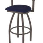 30-Inch Steel Swivel Bar Stool with Bronze Finish, Canter Twilight 2.5-Inch Cushion Seat, Low Curved Padded Back, and Single-Ring Base