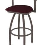 30-Inch Steel Swivel Bar Stool with Bronze Finish, Canter Bordeaux 2.5-Inch Cushion Seat, Low Curved Padded Back, and Single-Ring Base