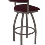 30-Inch Steel Swivel Bar Stool with Bronze Finish, Canter Bordeaux 2.5-Inch Cushion Seat, Low Curved Padded Back, and Single-Ring Base