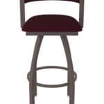30-Inch Steel Swivel Bar Stool with Bronze Finish, Canter Bordeaux 2.5-Inch Cushion Seat, Low Curved Padded Back, and Single-Ring Base