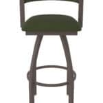 25-Inch Steel Swivel Counter Stool with Bronze Finish, Canter Pine 2.5-Inch Cushion Seat, Low Curved Padded Back, and Single-Ring Base