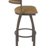 25-Inch Steel Swivel Counter Stool with Bronze Finish, Canter Saddle 2.5-Inch Cushion Seat, Low Curved Padded Back, and Single-Ring Base