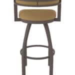 25-Inch Steel Swivel Counter Stool with Bronze Finish, Canter Saddle 2.5-Inch Cushion Seat, Low Curved Padded Back, and Single-Ring Base