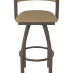 30-Inch Steel Swivel Bar Stool with Bronze Finish, Canter Sand 2.5-Inch Cushion Seat, Low Curved Padded Back, and Single-Ring Base