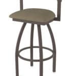 30-Inch Steel Swivel Bar Stool with Bronze Finish, Graph Cork 2.5-Inch Cushion Seat, Low Curved Padded Back, and Single-Ring Base