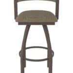 30-Inch Steel Swivel Bar Stool with Bronze Finish, Graph Cork 2.5-Inch Cushion Seat, Low Curved Padded Back, and Single-Ring Base