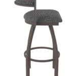 30-Inch Steel Swivel Bar Stool with Bronze Finish, Graph Coal 2.5-Inch Cushion Seat, Low Curved Padded Back, and Single-Ring Base