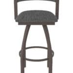 30-Inch Steel Swivel Bar Stool with Bronze Finish, Graph Coal 2.5-Inch Cushion Seat, Low Curved Padded Back, and Single-Ring Base