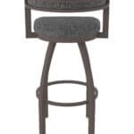 30-Inch Steel Swivel Bar Stool with Bronze Finish, Graph Coal 2.5-Inch Cushion Seat, Low Curved Padded Back, and Single-Ring Base