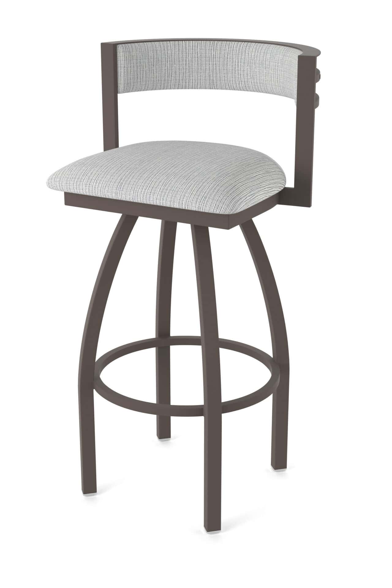 36-Inch Steel Swivel Bar Stool with Bronze Finish, Graph Alpine 2.5-Inch Cushion Seat, Low Curved Padded Back, and Single-Ring Base 1 36-Inch Steel Swivel Bar Stool with Bronze Finish, Graph Alpine 2.5-Inch Cushion Seat, Low Curved Padded Back, and Single-Ring Base