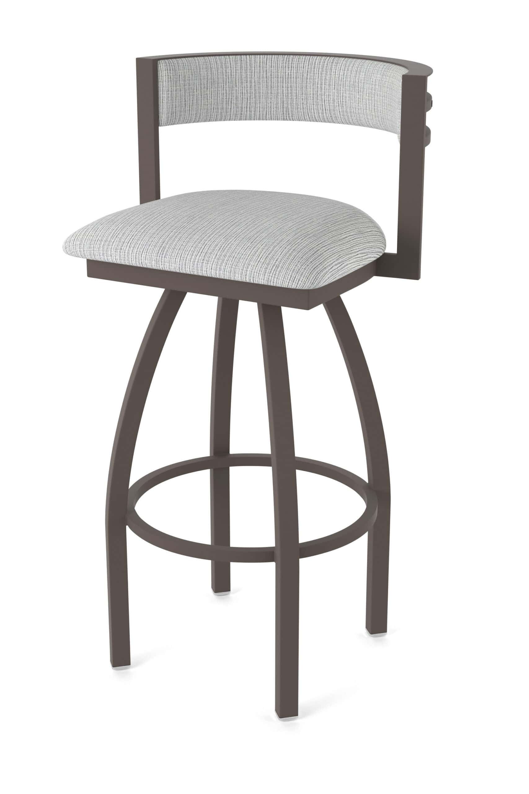36-Inch Steel Swivel Bar Stool with Bronze Finish, Graph Alpine 2.5-Inch Cushion Seat, Low Curved Padded Back, and Single-Ring Base 9 36-Inch Steel Swivel Bar Stool with Bronze Finish, Graph Alpine 2.5-Inch Cushion Seat, Low Curved Padded Back, and Single-Ring Base