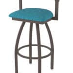 36-Inch Steel Swivel Bar Stool with Bronze Finish, Graph Tidal 2.5-Inch Cushion Seat, Low Curved Padded Back, and Single-Ring Base