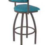 36-Inch Steel Swivel Bar Stool with Bronze Finish, Graph Tidal 2.5-Inch Cushion Seat, Low Curved Padded Back, and Single-Ring Base
