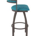 36-Inch Steel Swivel Bar Stool with Bronze Finish, Graph Tidal 2.5-Inch Cushion Seat, Low Curved Padded Back, and Single-Ring Base