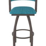 36-Inch Steel Swivel Bar Stool with Bronze Finish, Graph Tidal 2.5-Inch Cushion Seat, Low Curved Padded Back, and Single-Ring Base