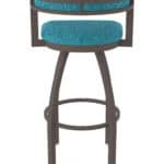 36-Inch Steel Swivel Bar Stool with Bronze Finish, Graph Tidal 2.5-Inch Cushion Seat, Low Curved Padded Back, and Single-Ring Base
