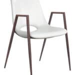 Mid-Century Modern White Dining Chair with Walnut Legs (Set of 2)