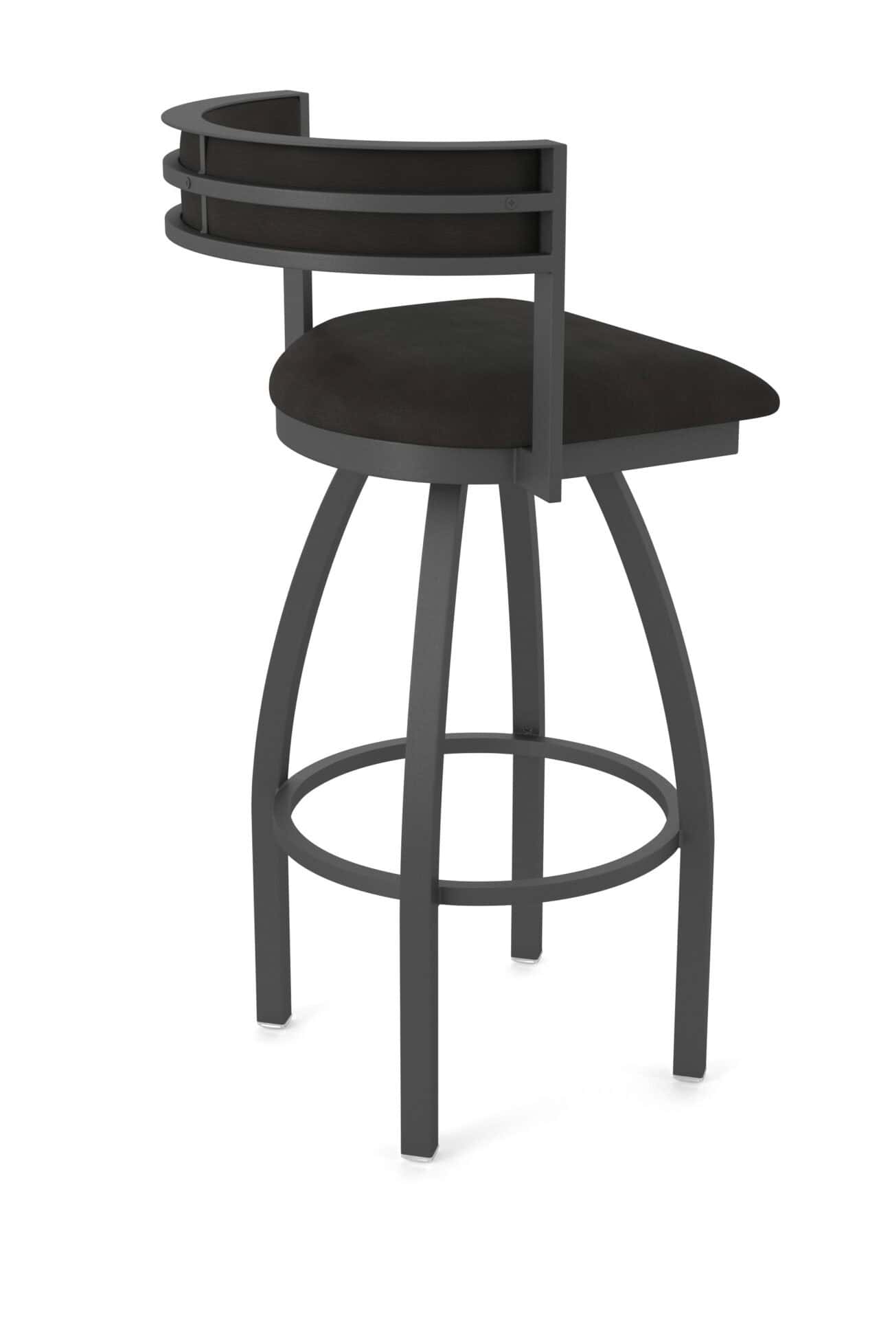 36-Inch Steel Swivel Bar Stool with Pewter Finish, Canter Espresso 2.5-Inch Cushion Seat, Low Curved Padded Back, and Single-Ring Base 2 36-Inch Steel Swivel Bar Stool with Pewter Finish, Canter Espresso 2.5-Inch Cushion Seat, Low Curved Padded Back, and Single-Ring Base - Image 2