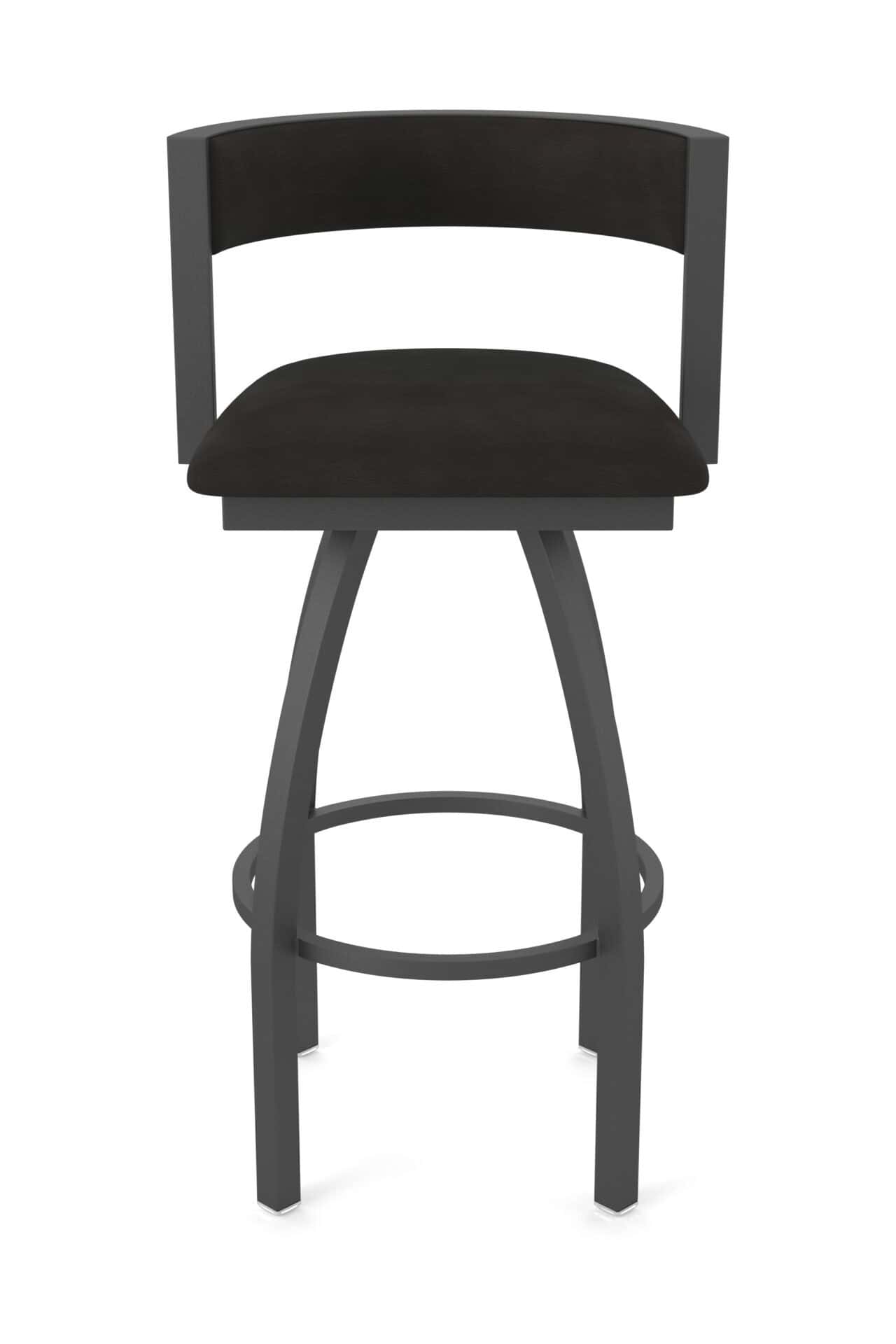 36-Inch Steel Swivel Bar Stool with Pewter Finish, Canter Espresso 2.5-Inch Cushion Seat, Low Curved Padded Back, and Single-Ring Base 5 36-Inch Steel Swivel Bar Stool with Pewter Finish, Canter Espresso 2.5-Inch Cushion Seat, Low Curved Padded Back, and Single-Ring Base - Image 5