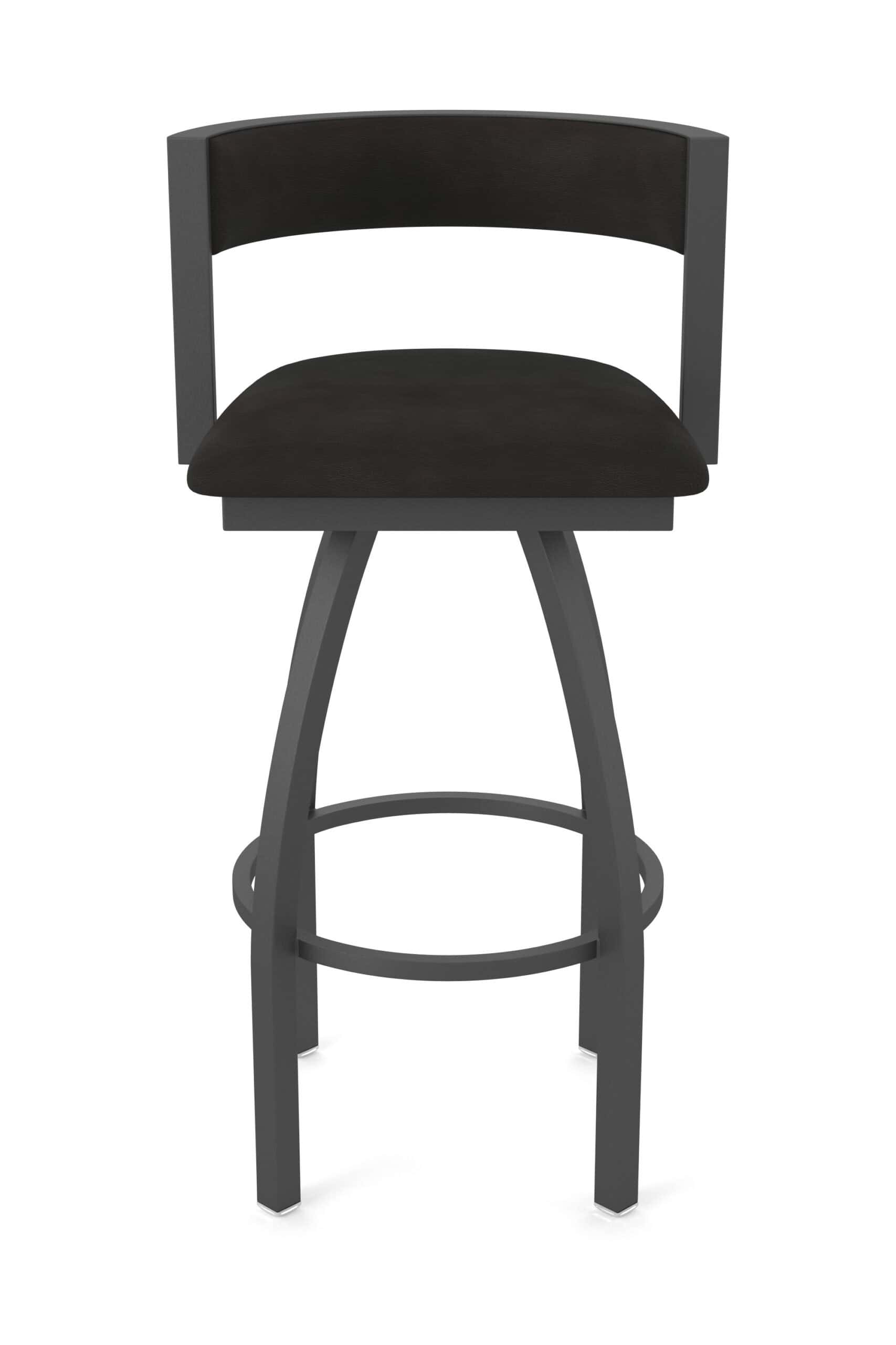 36-Inch Steel Swivel Bar Stool with Pewter Finish, Canter Espresso 2.5-Inch Cushion Seat, Low Curved Padded Back, and Single-Ring Base 13 36-Inch Steel Swivel Bar Stool with Pewter Finish, Canter Espresso 2.5-Inch Cushion Seat, Low Curved Padded Back, and Single-Ring Base